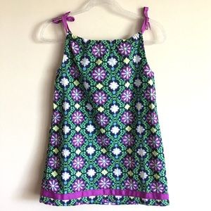 HANNA ANDERSSON Ribbon Tie Shoulder A-Line Pillowcase Dress Purple Green